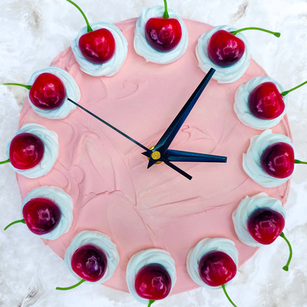 Small Cherry Faux Cake Clock