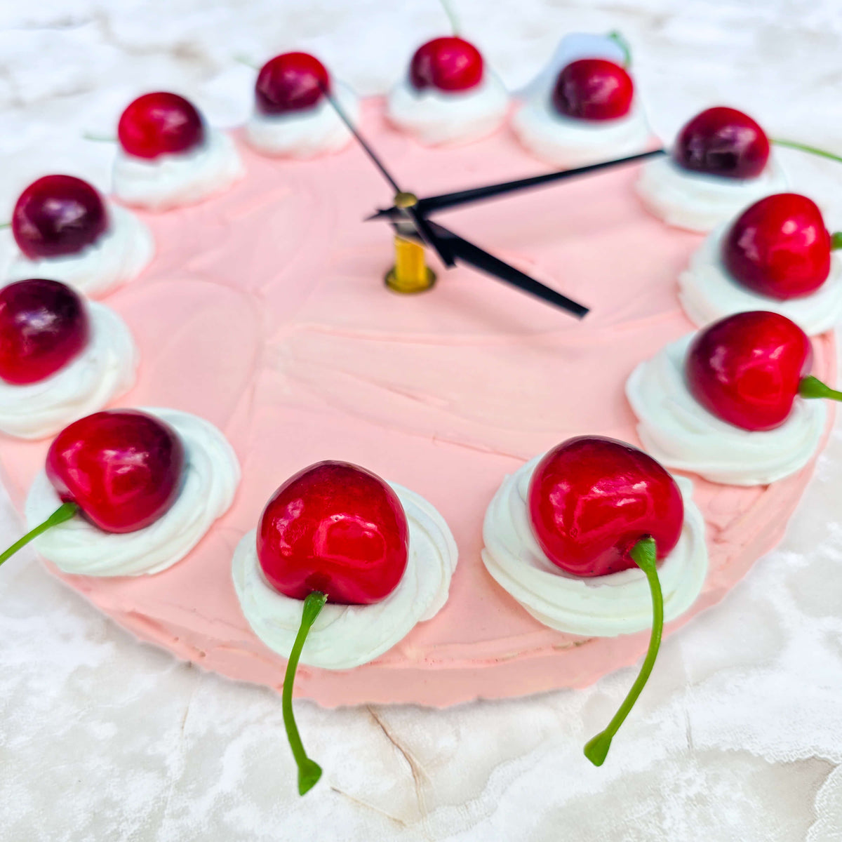 Small Cherry Faux Cake Clock