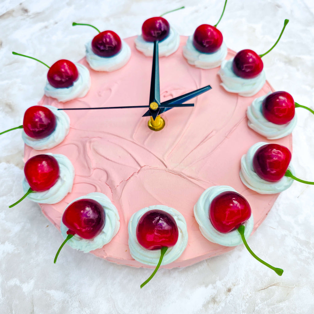 Small Cherry Faux Cake Clock