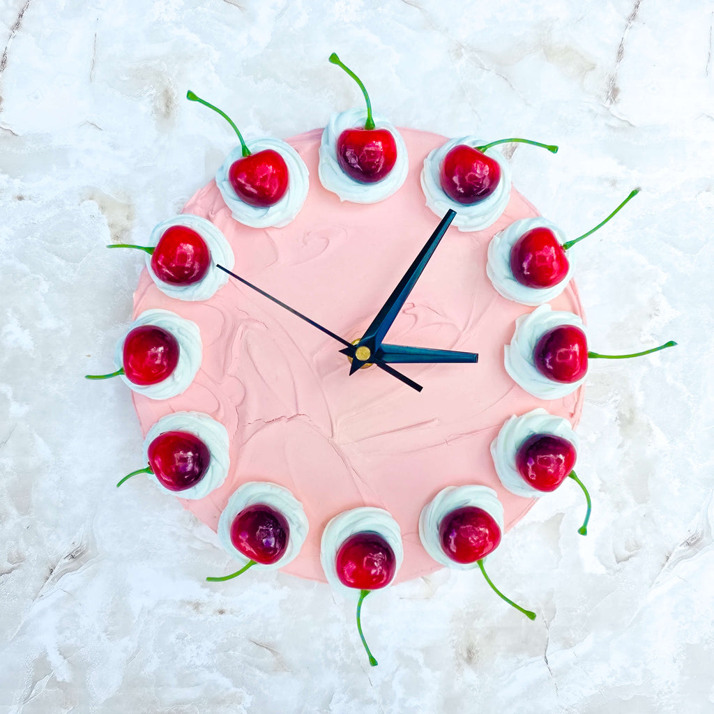 Small Cherry Faux Cake Clock