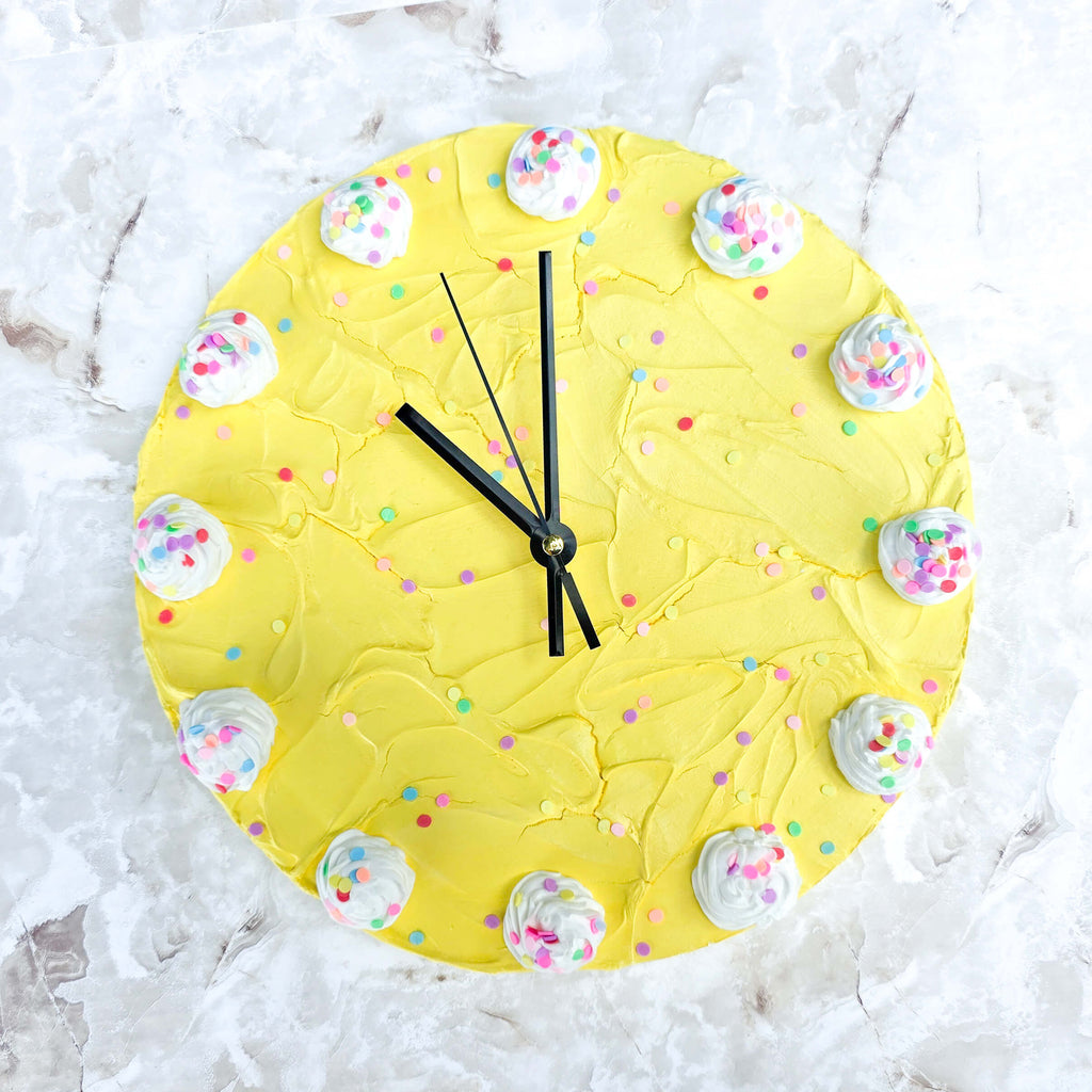Yellow Confetti Cake Clock