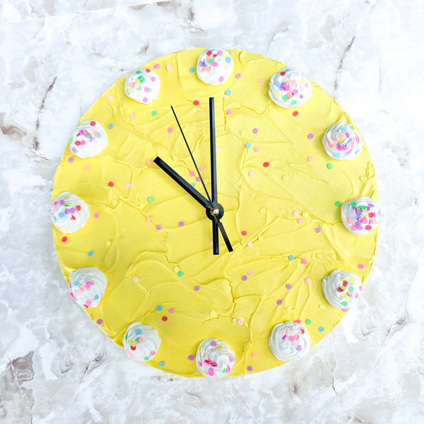 Yellow Confetti Cake Clock