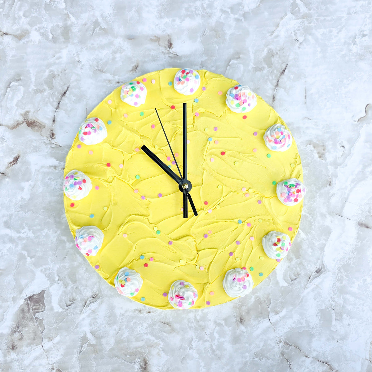 Yellow Confetti Cake Clock