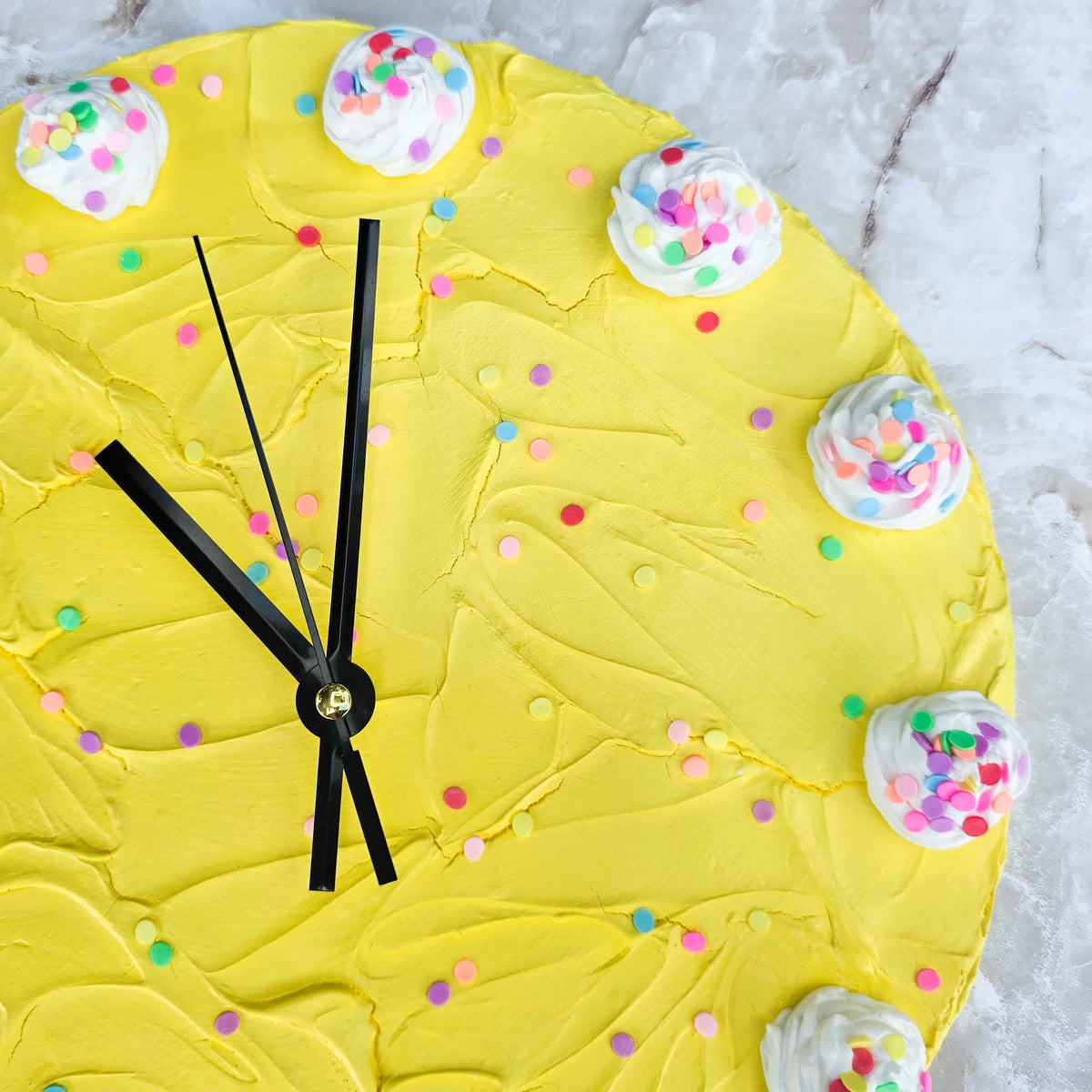 Yellow Confetti Cake Clock