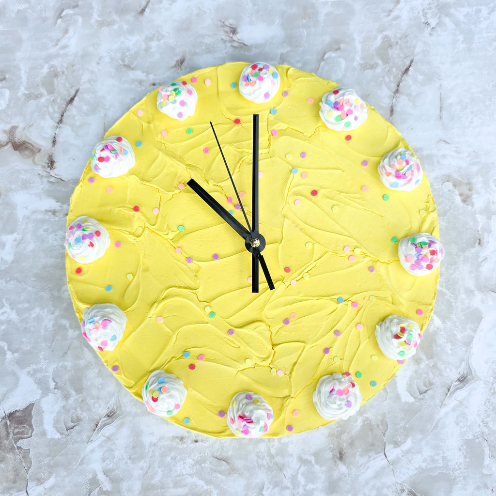 Yellow Confetti Cake Clock
