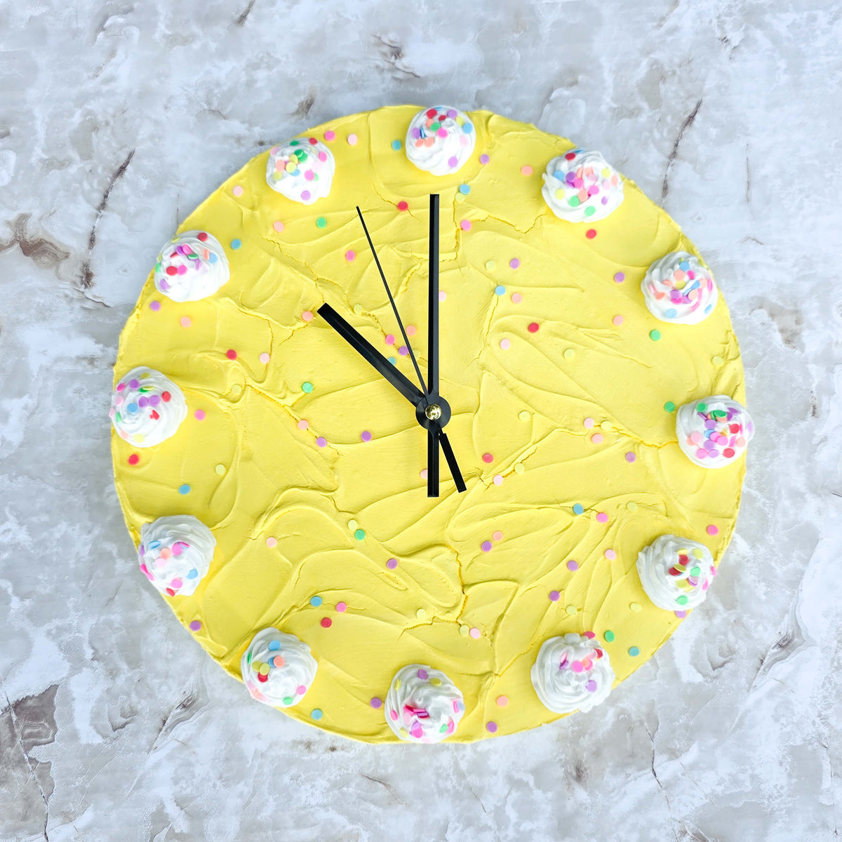 Yellow Confetti Cake Clock