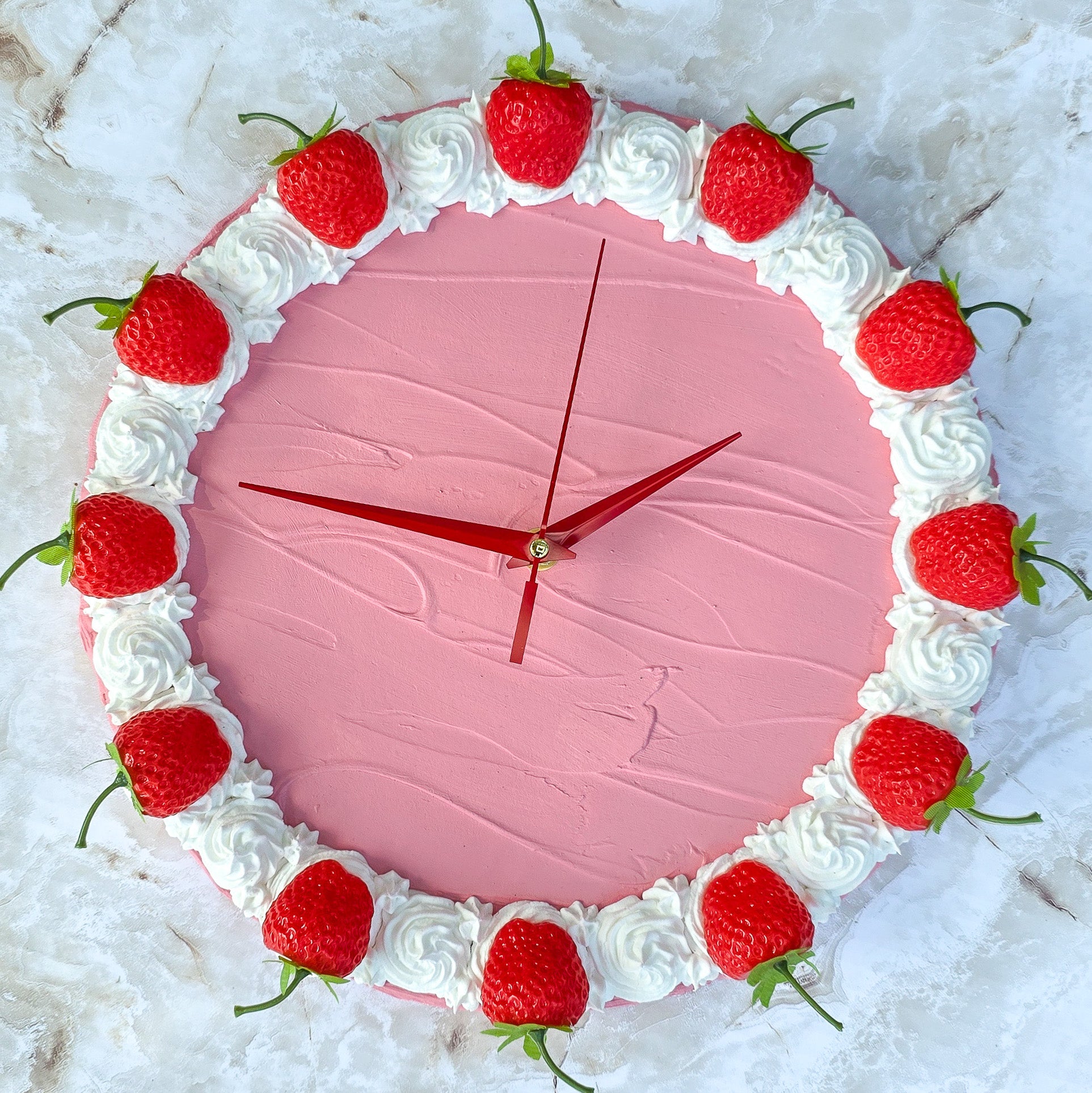 Large Strawberry Faux Cake Clock