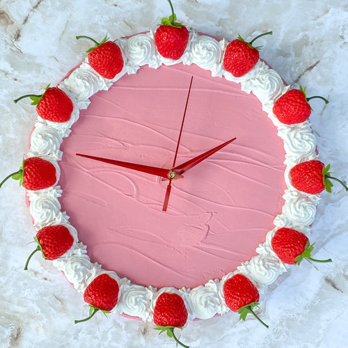 Large Strawberry Faux Cake Clock