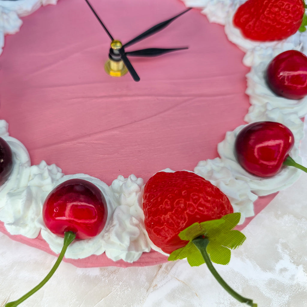 Strawberry Cherry Faux Cake Clock