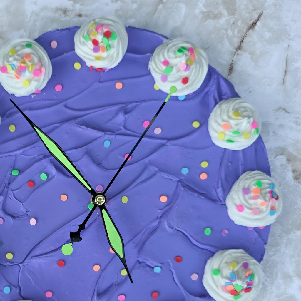Purple Confetti Cake Clock
