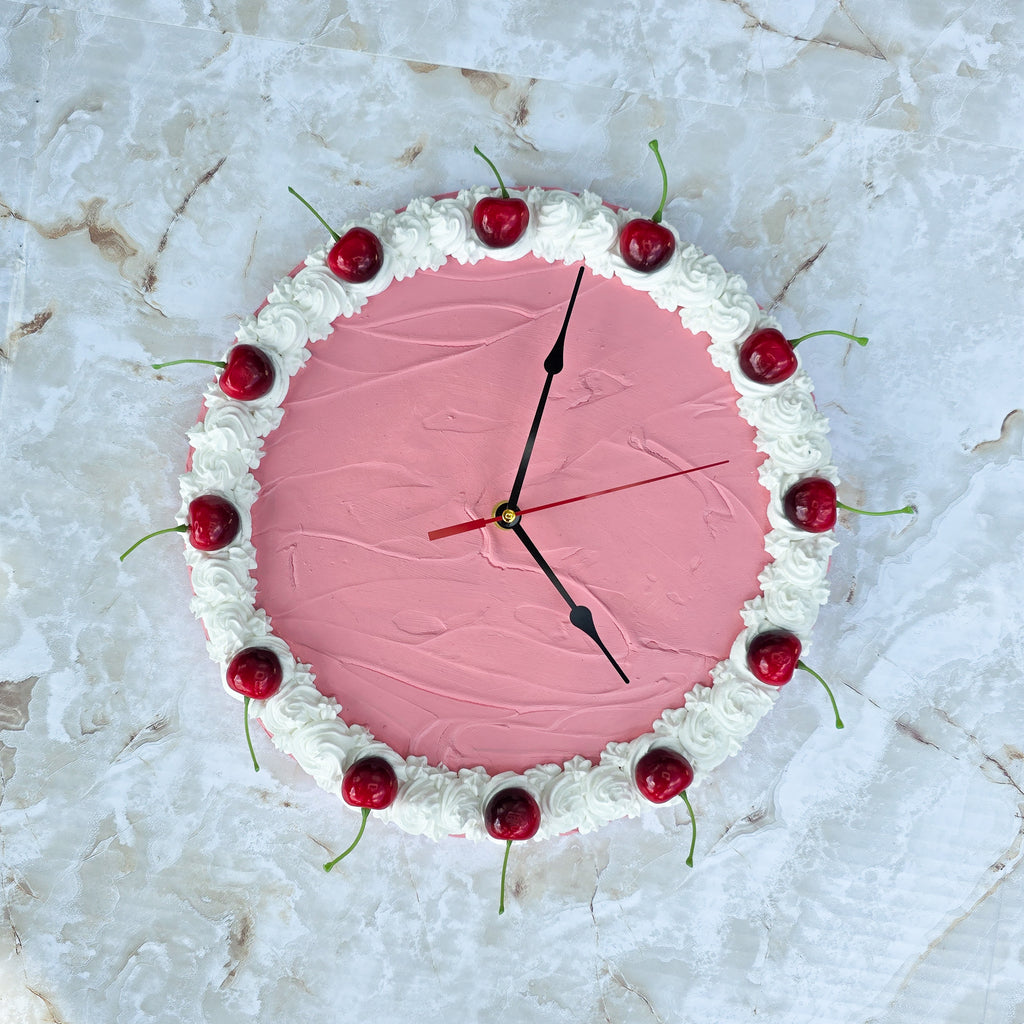 Large Cherry Faux Cake Clock