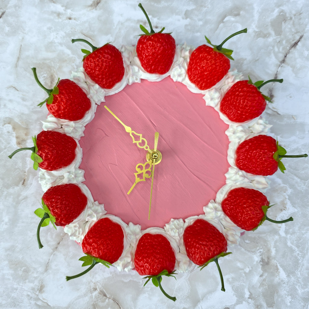 Small Strawberry Faux Cake Clock
