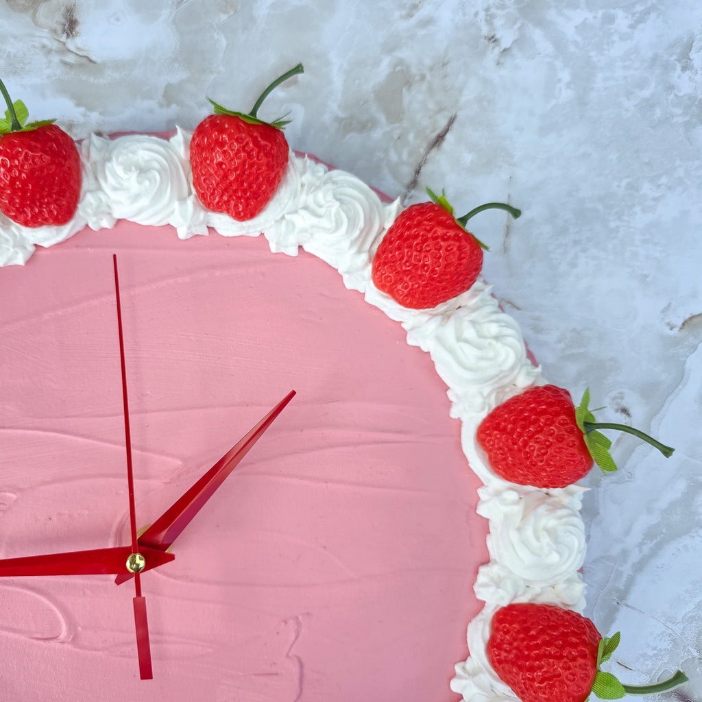 Large Strawberry Faux Cake Clock