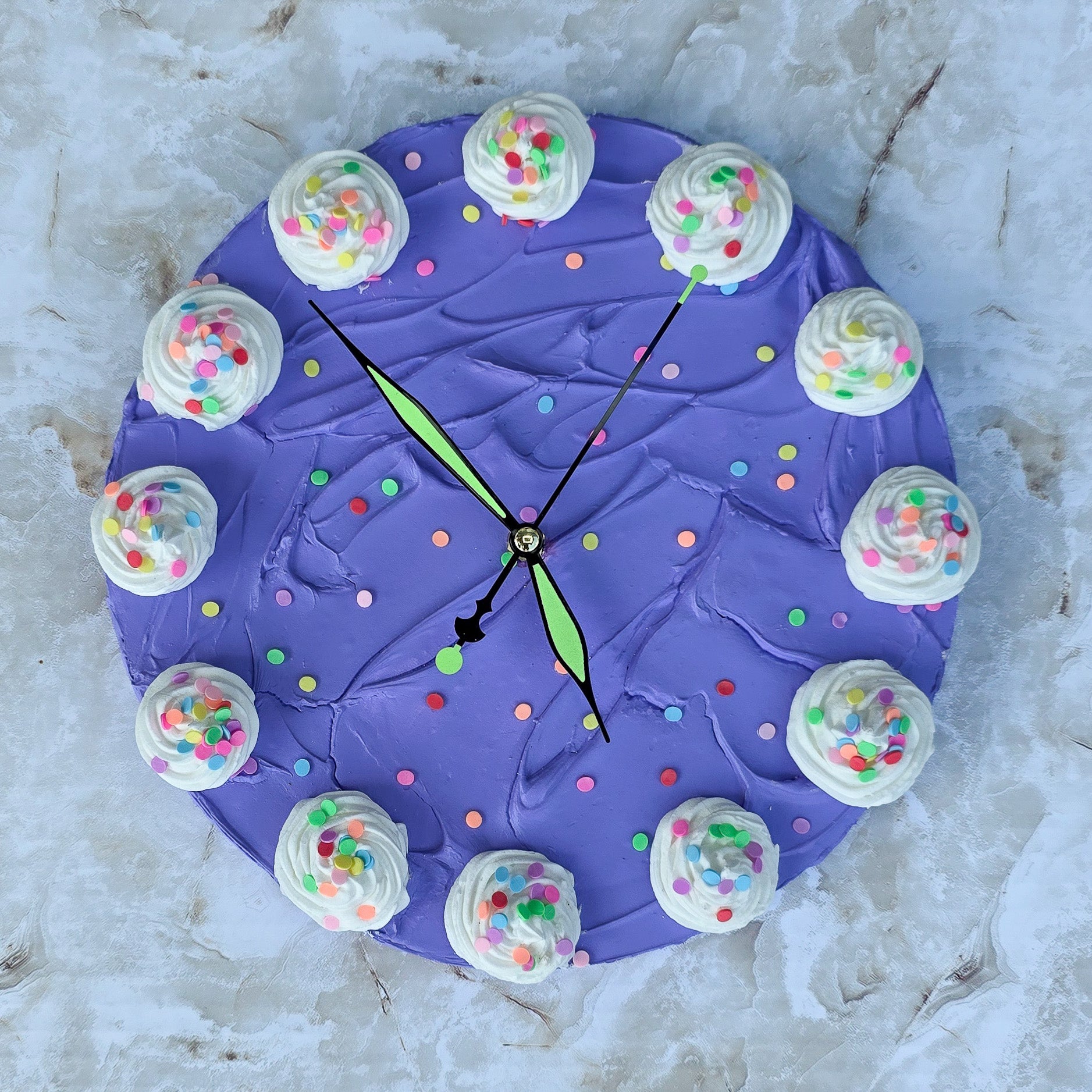 Purple Confetti Cake Clock