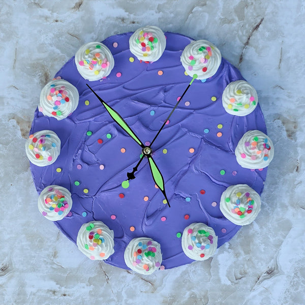 Purple Confetti Cake Clock