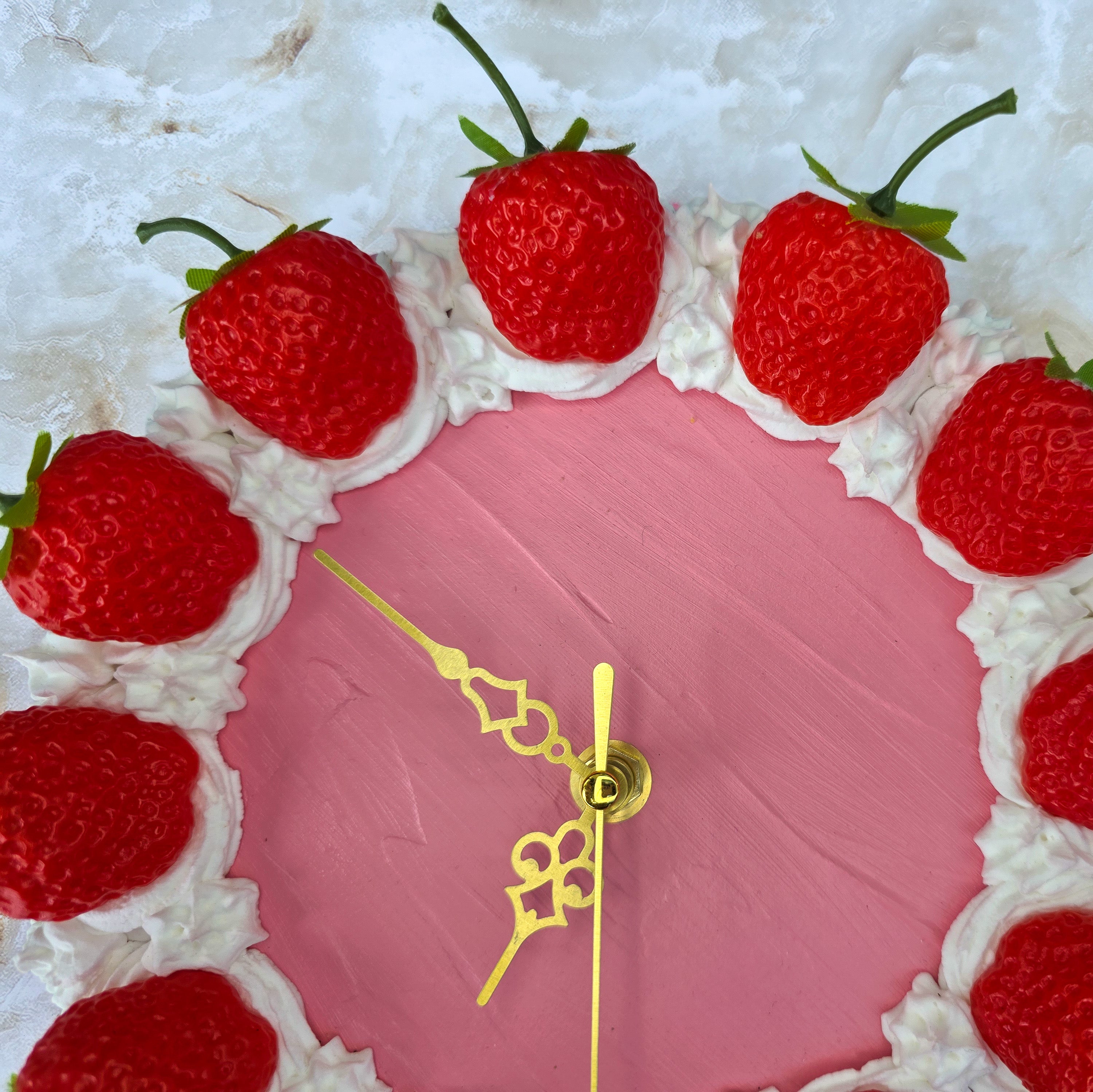 Small Strawberry Faux Cake Clock