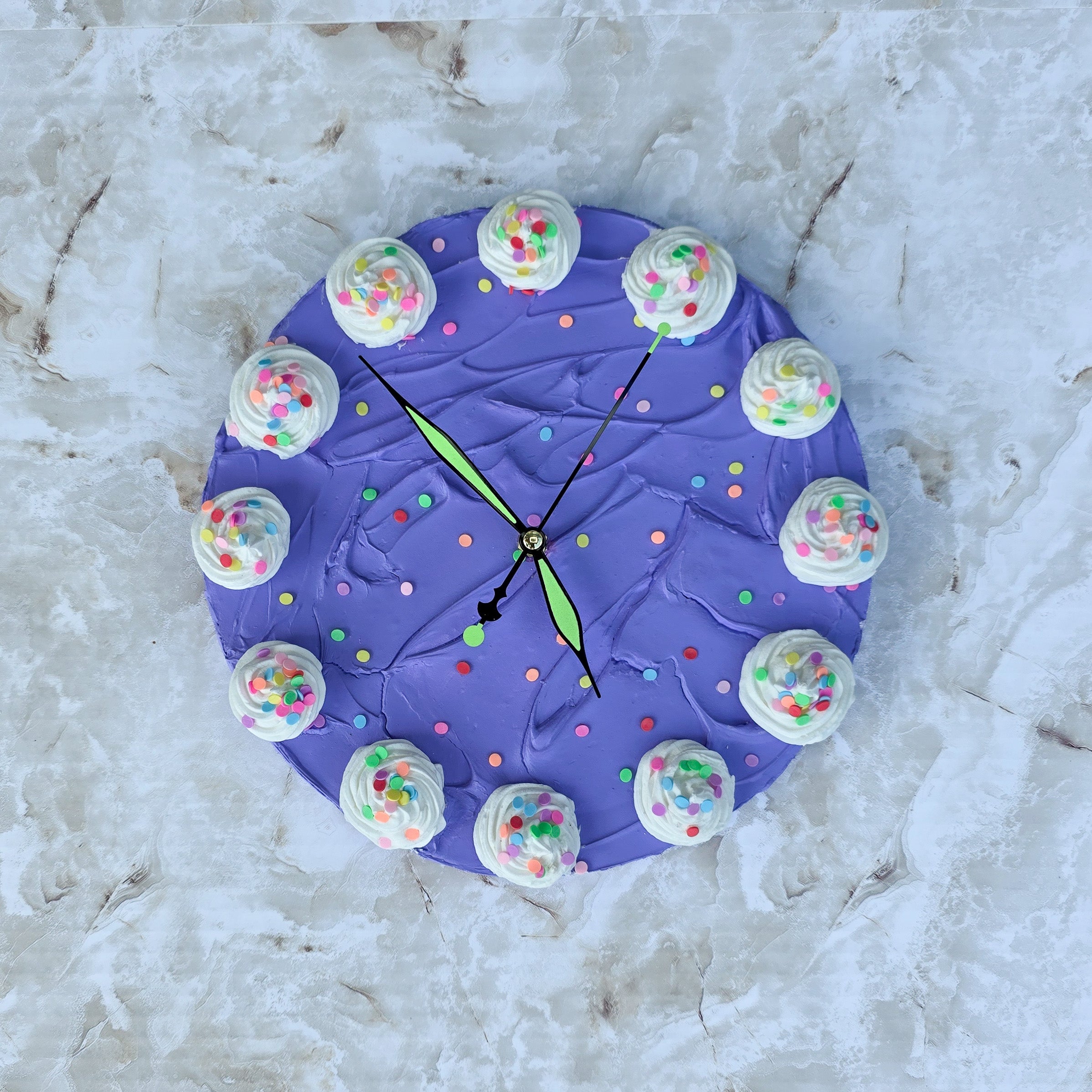 Purple Confetti Cake Clock
