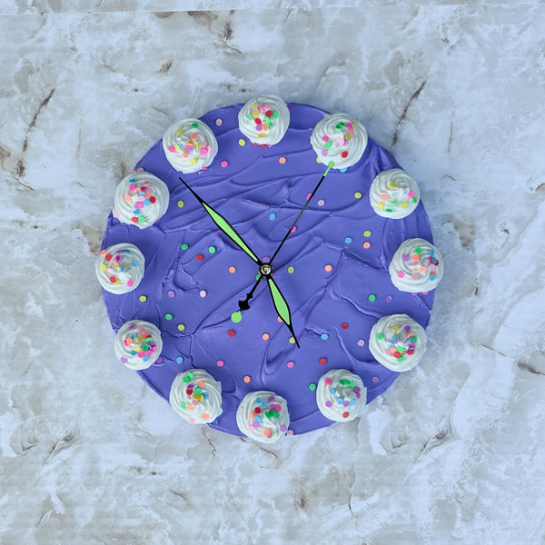 Purple Confetti Cake Clock