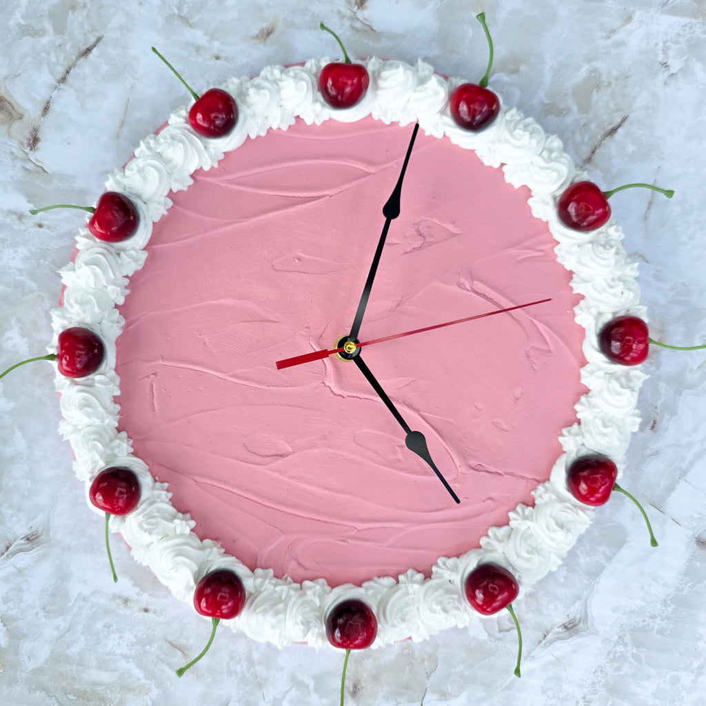 Large Cherry Faux Cake Clock