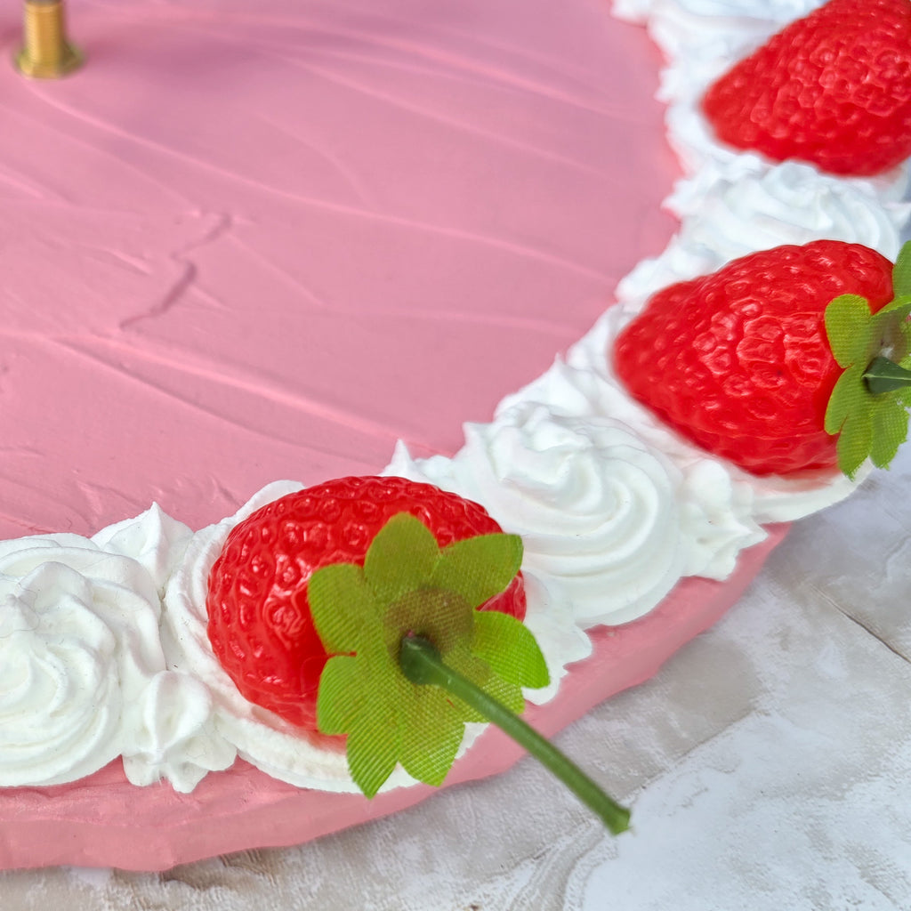 Large Strawberry Faux Cake Clock
