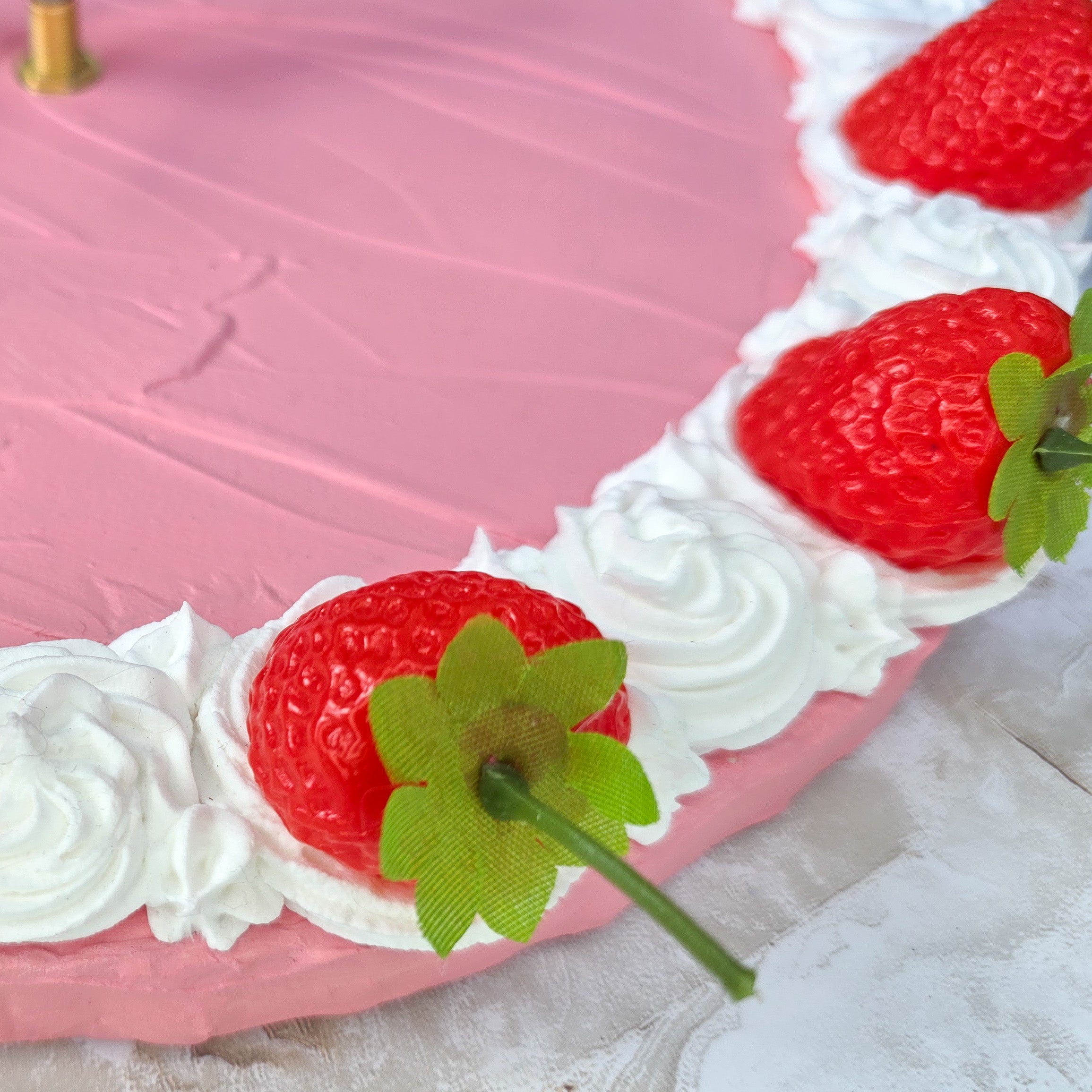 Large Strawberry Faux Cake Clock