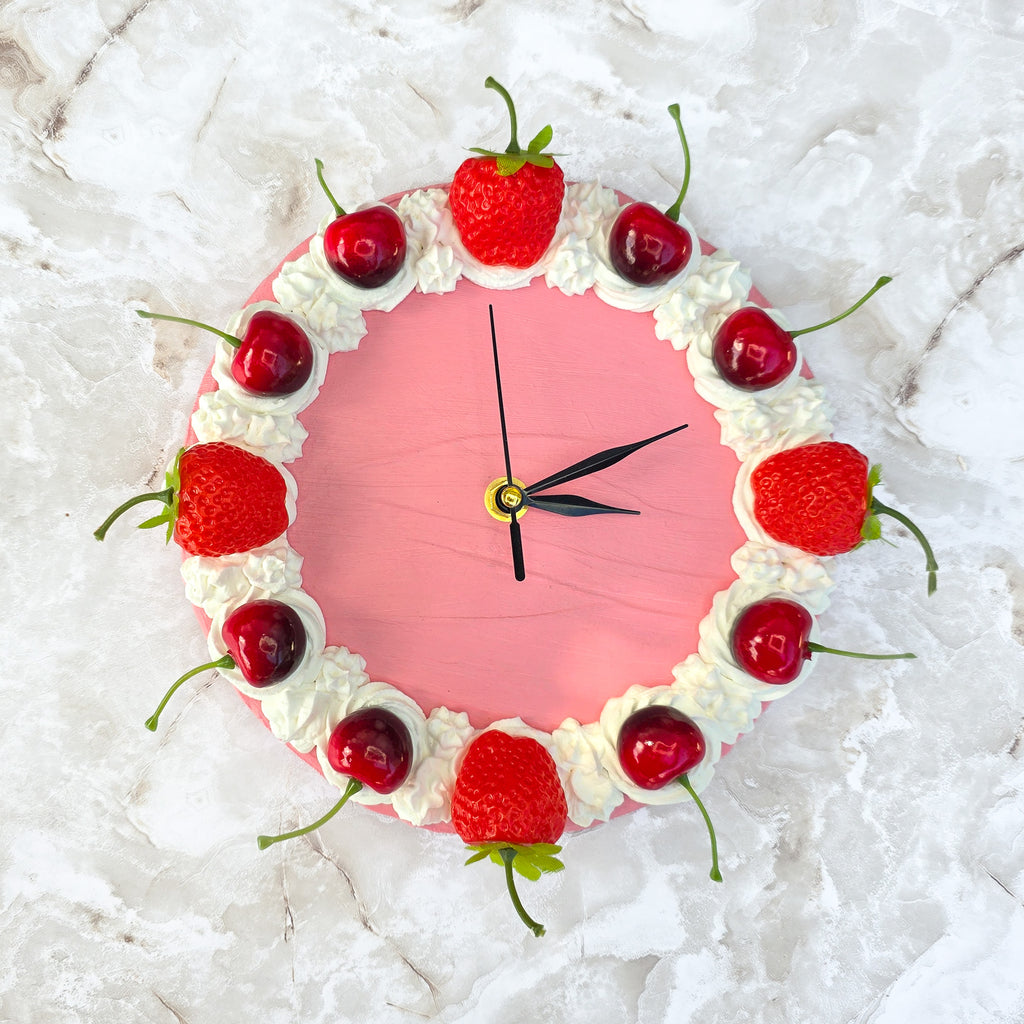 Strawberry Cherry Faux Cake Clock