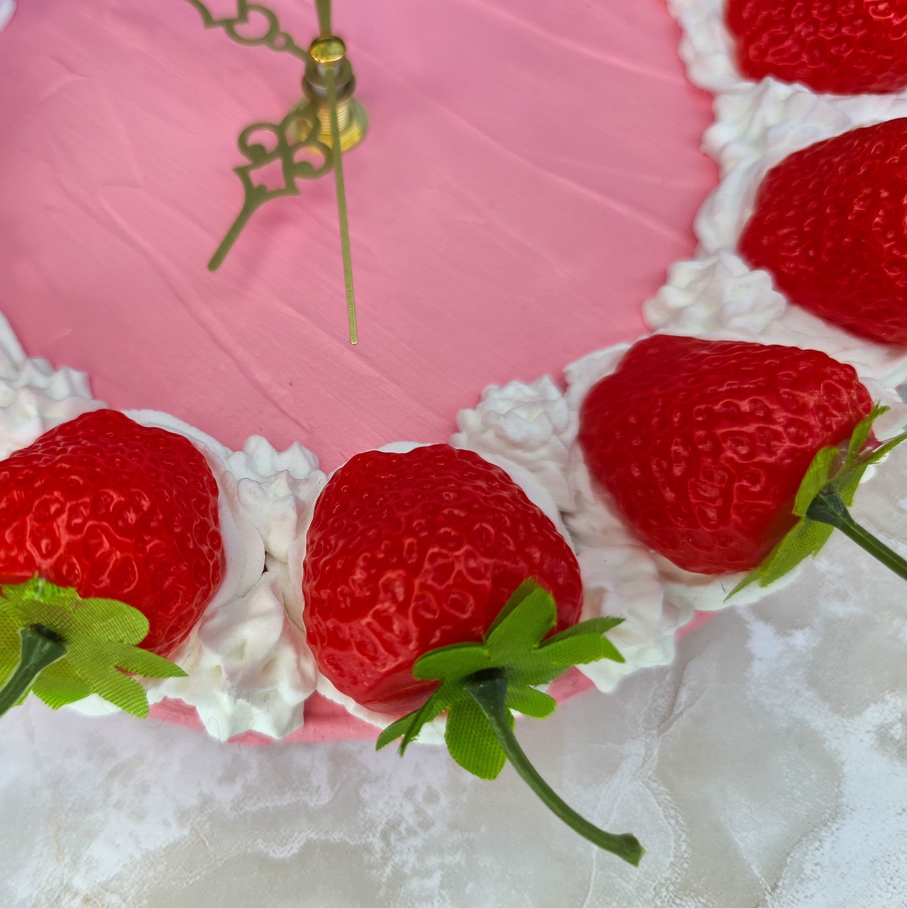 Small Strawberry Faux Cake Clock