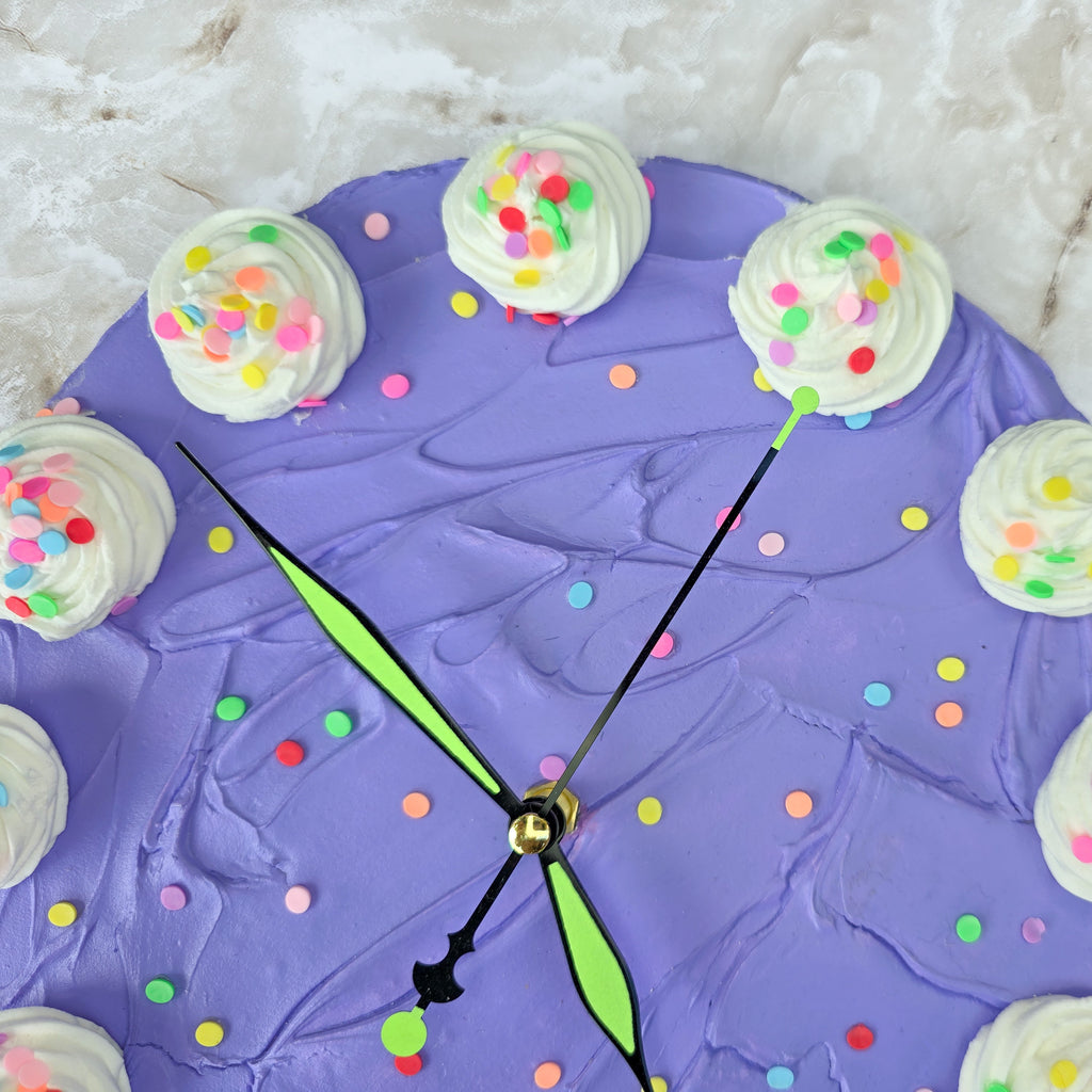 Purple Confetti Cake Clock
