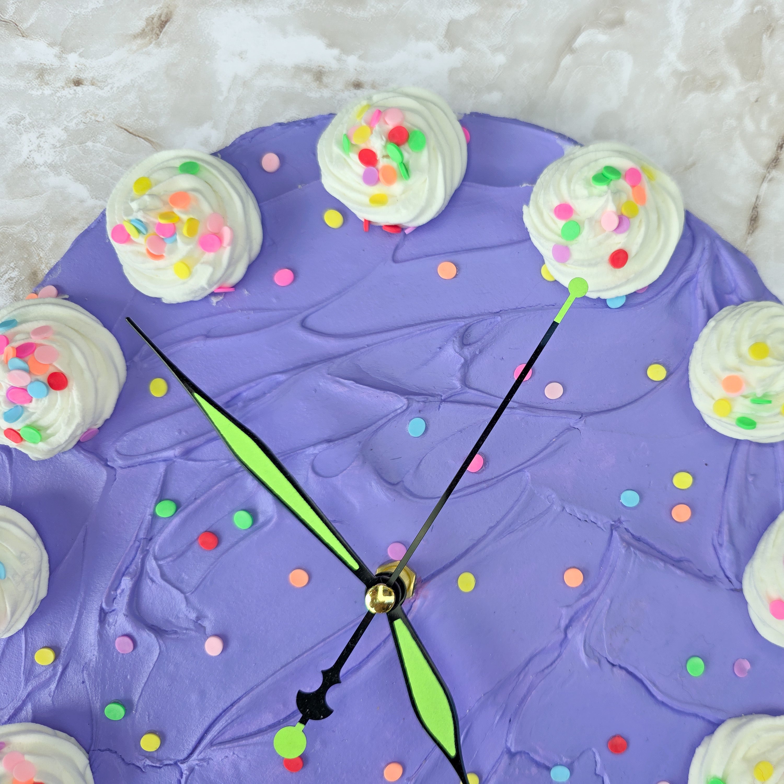Purple Confetti Cake Clock
