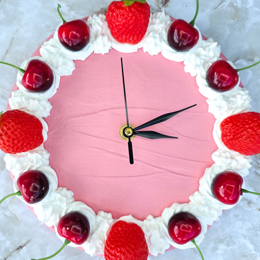 Strawberry Cherry Faux Cake Clock
