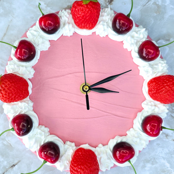 Strawberry Cherry Faux Cake Clock