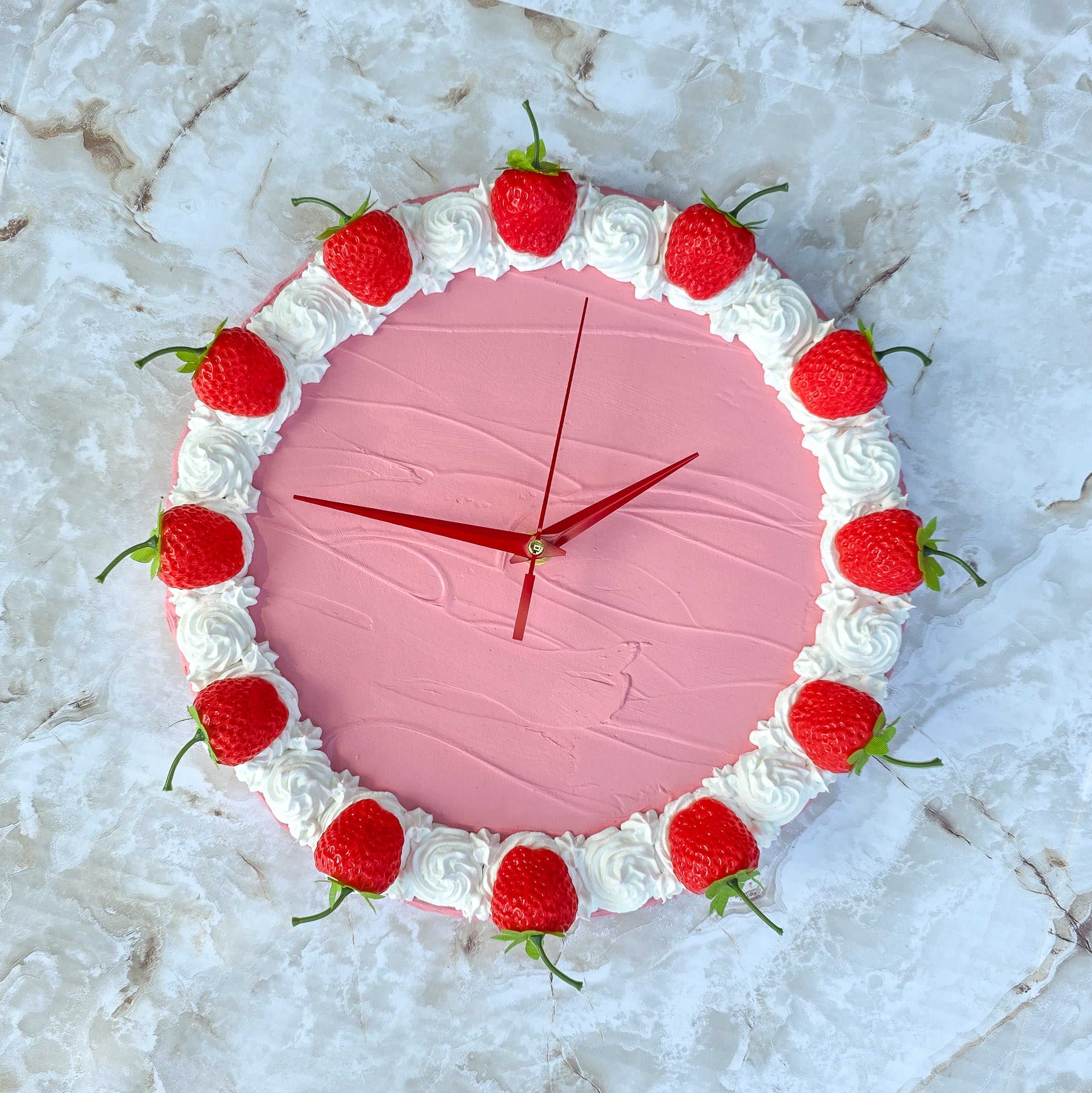 Large Strawberry Faux Cake Clock