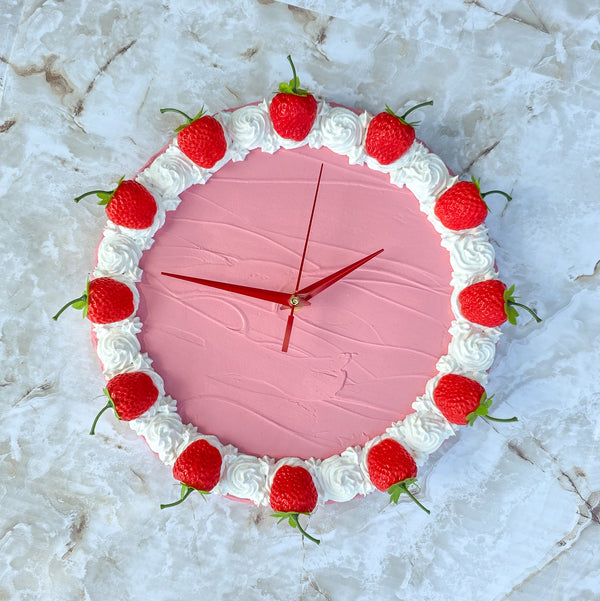 Large Strawberry Faux Cake Clock