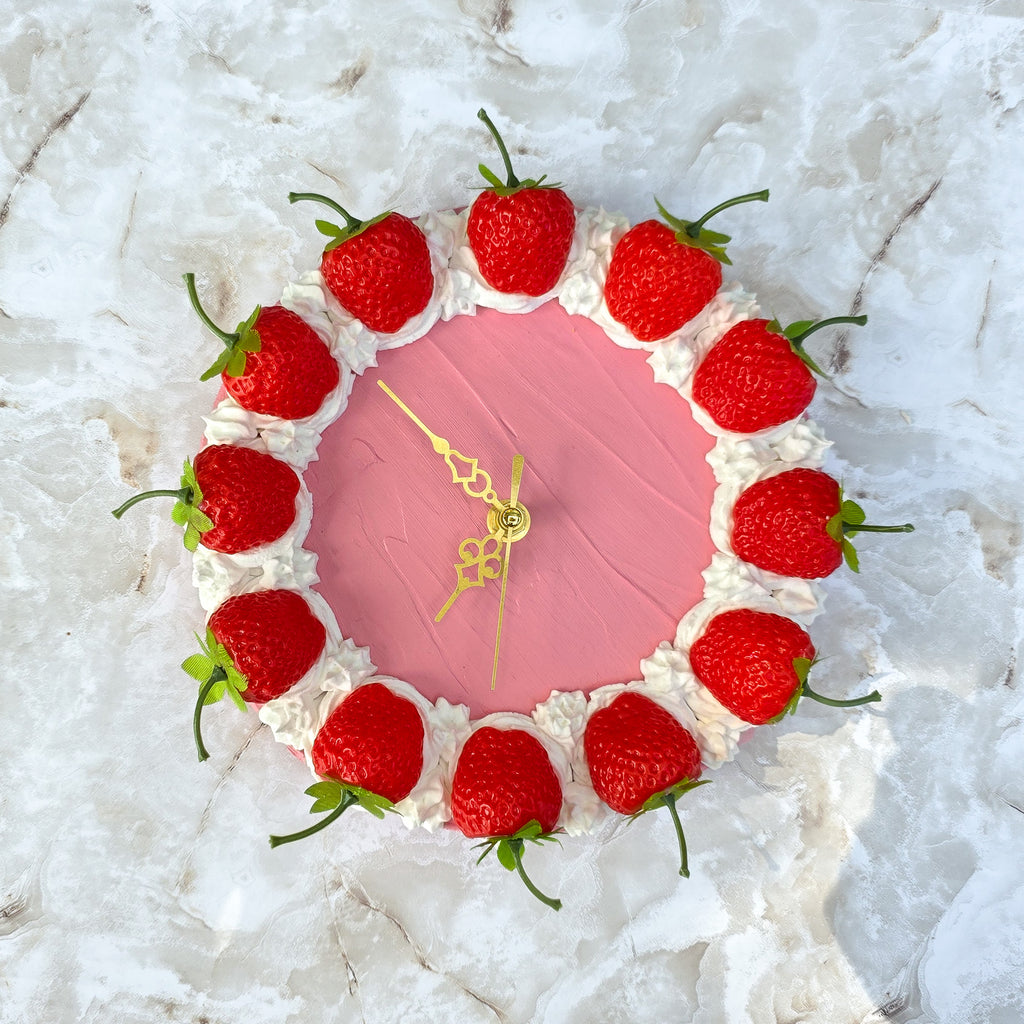 Small Strawberry Faux Cake Clock